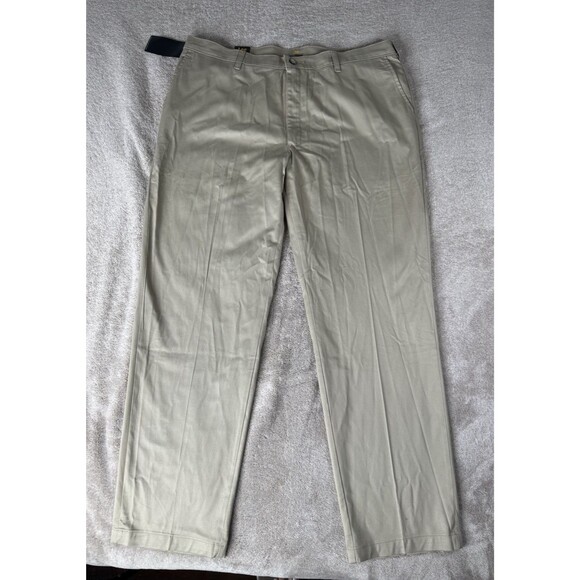 Lee Total Freedom Pants Mens 40x34 Beige Relaxed Fit Straight Leg Chinos - Picture 1 of 11